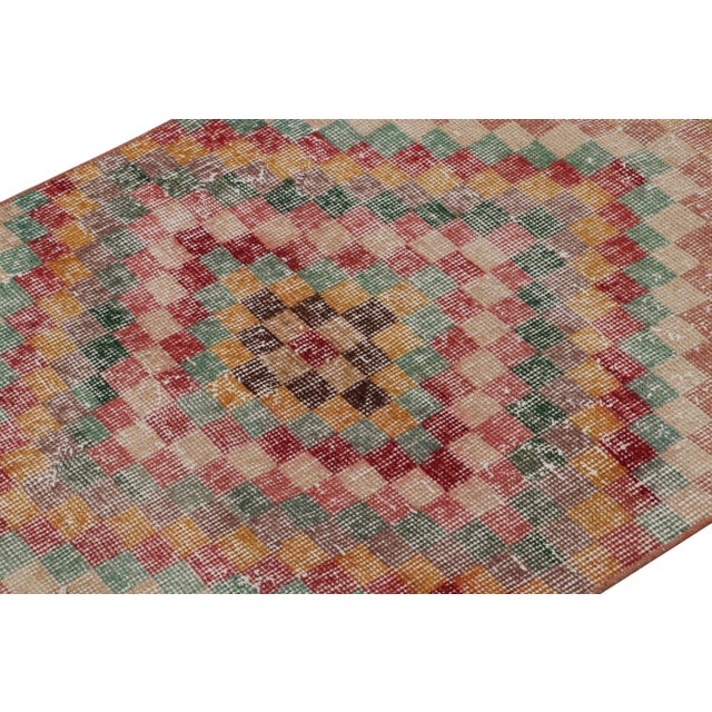 1960s Vintage Zeki Müren Runner Rug in Polychrome Geometric Pattern, From Rug & Kilim For Sale - Image 5 of 7