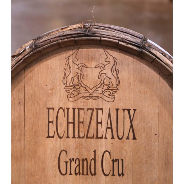 Mid-Century French Oak and Iron Decorative Wine Barrel Top Dated, 1960 For Sale In Dallas - Image 6 of 8