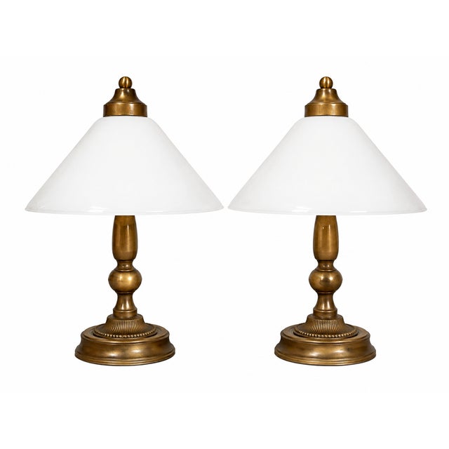 Vintage Bedside Lamps in Brass and Glass, 1970s, Set of 2 For Sale - Image 11 of 11