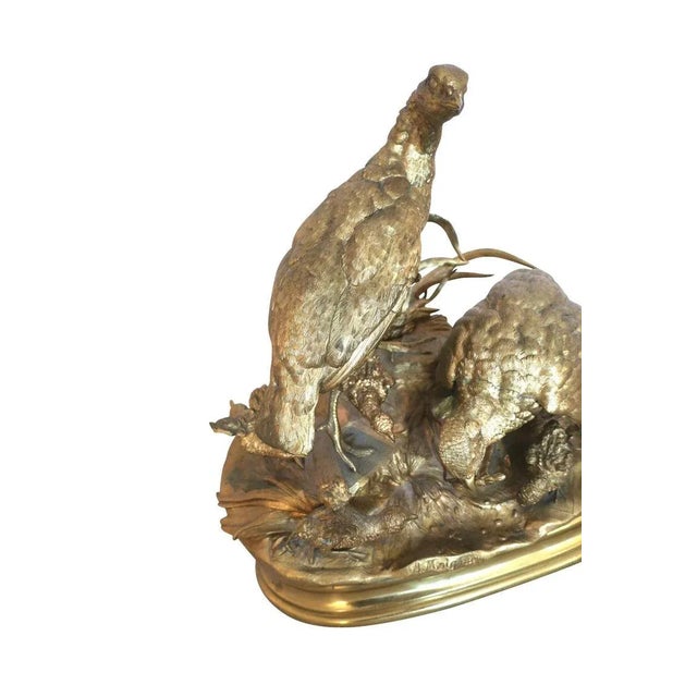 19th Century Polished Bronze Partridge Family Sculpture by Jules Moigniez For Sale - Image 4 of 9