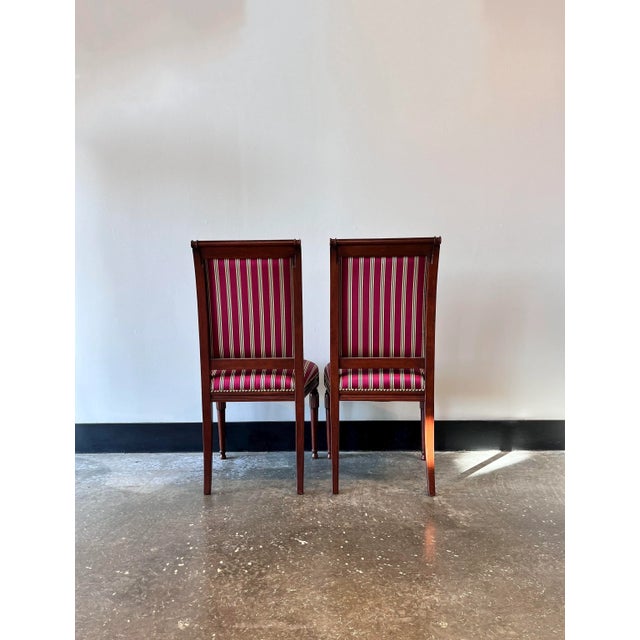 Traditional Traditional Red Striped Silk Chair For Sale - Image 3 of 3