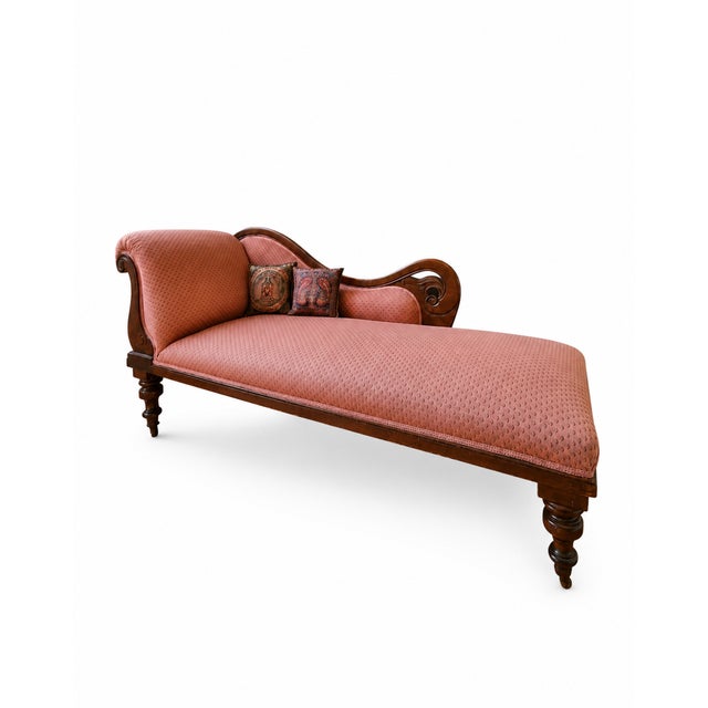 Victorian Walnut Chaise Lounge with Upholstery, 1880 For Sale - Image 10 of 10