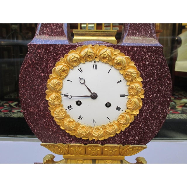 Metal Early 19th Century Very Fine Charles X Imperial Porphyry Lyre Clock For Sale - Image 7 of 18