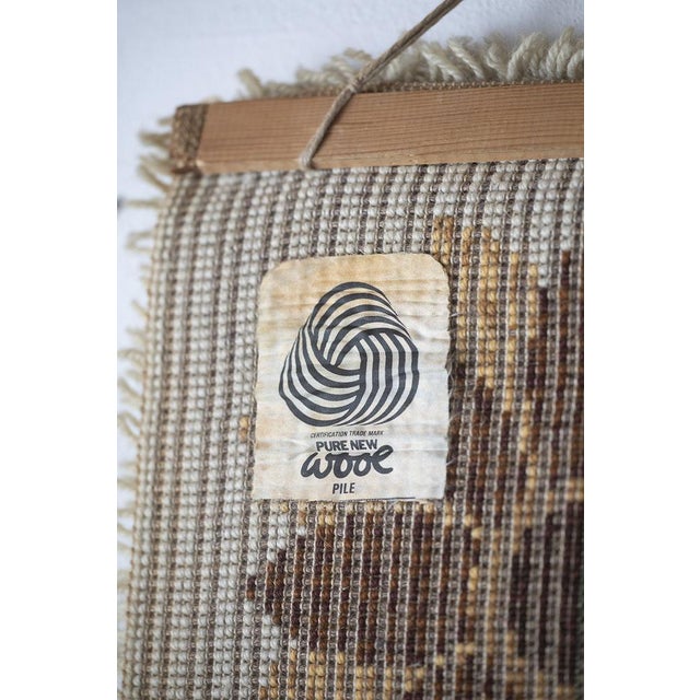 Mid-Century Modern Vintage Scandinavian Wool Wall Rug with Metal Hanger For Sale - Image 3 of 4