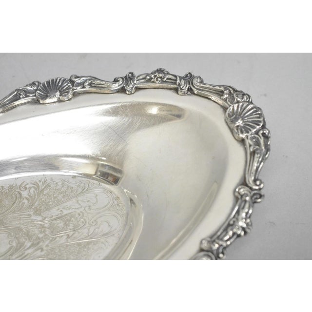 Metal Vintage Victorian Style Silver Plated Oval 13.5" Trinket Serving Dish (B) For Sale - Image 7 of 16