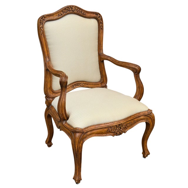 19th Century Antique Italian Walnut Fauteuil Arm Chair For Sale - Image 5 of 6