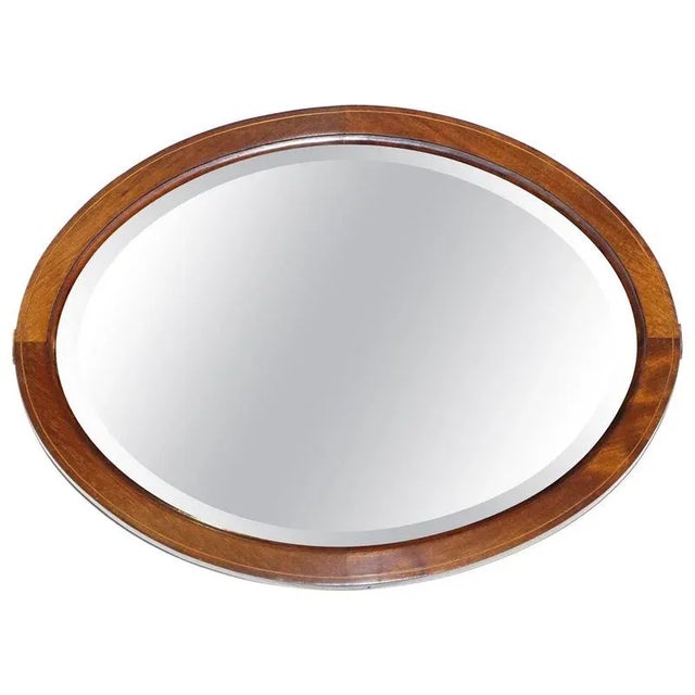 Antique Edwardian Oval Wall Beveled Mirror, 1910s For Sale - Image 10 of 10