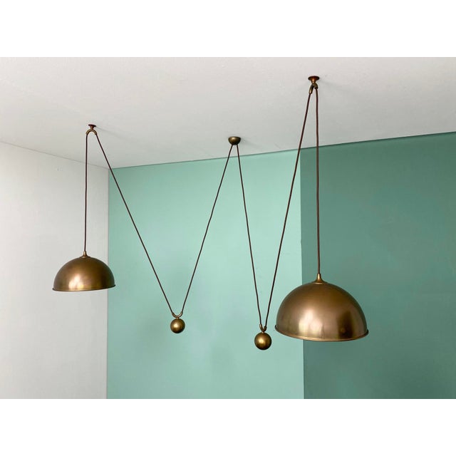 Gold Posa Double Pendulum Ceiling Lamp in Brass by Florian Schulz, Deutschland, 1960s For Sale - Image 8 of 8