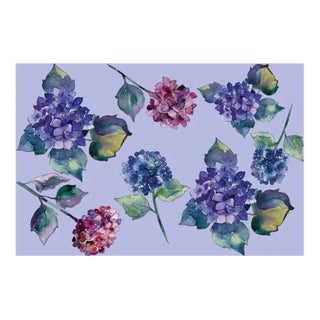 Hydrangea With Periwinkle Background Paper Placemat Pads- Set of 30 For Sale