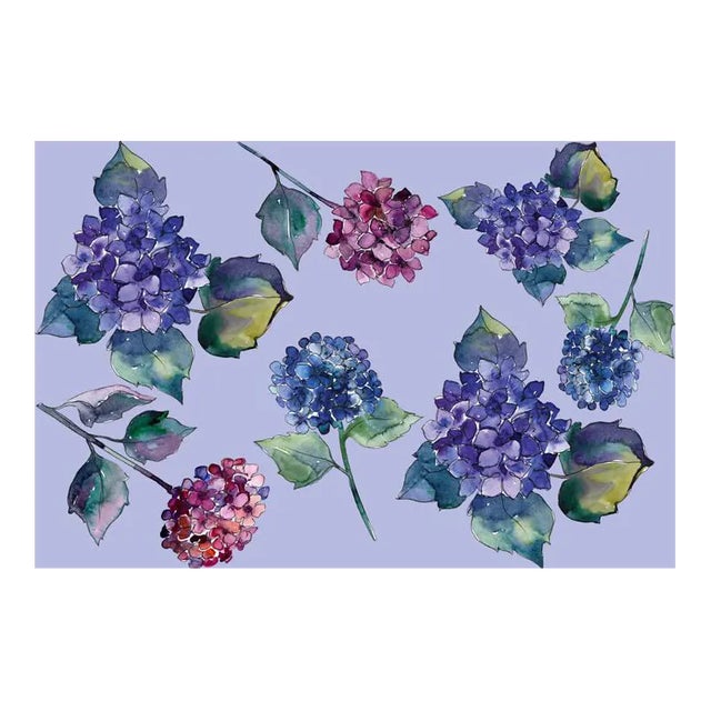 Hydrangea With Periwinkle Background Paper Placemat Pads- Set of 30 For Sale