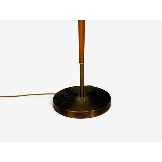 1960s Armaturhantverk Tibro, Floor Lamp, Teak, Brass, Silk For Sale - Image 12 of 14