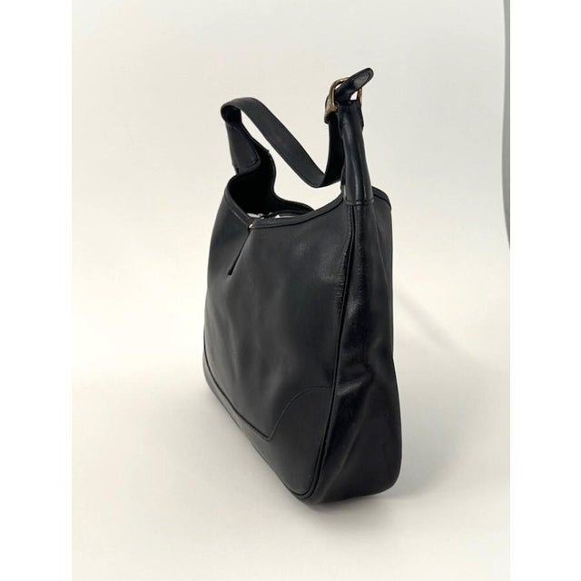 Black Hermes Black Leather Trim Handbag For Sale - Image 8 of 13