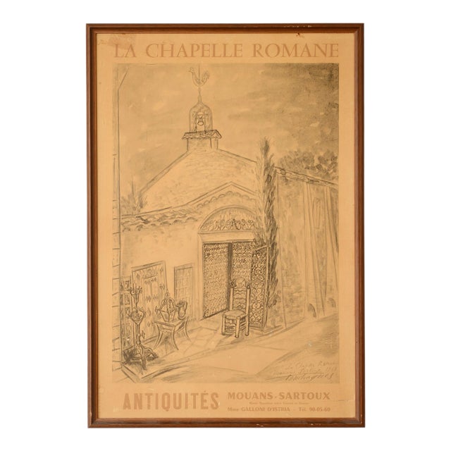 1960s Vintage French Sepia Tone Shop Advertisement Poster, Framed For Sale