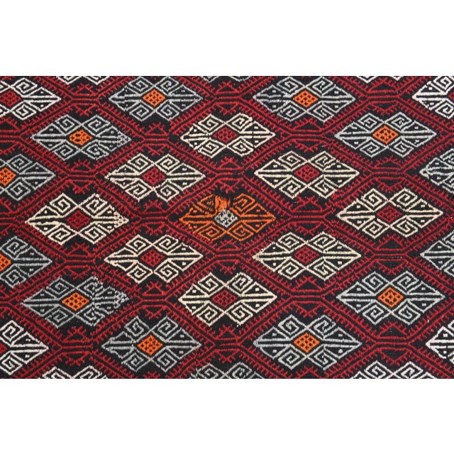 1970s Vintage Turkish Oushak Handmade Wool Cotton Red Area Rug For Sale - Image 10 of 12