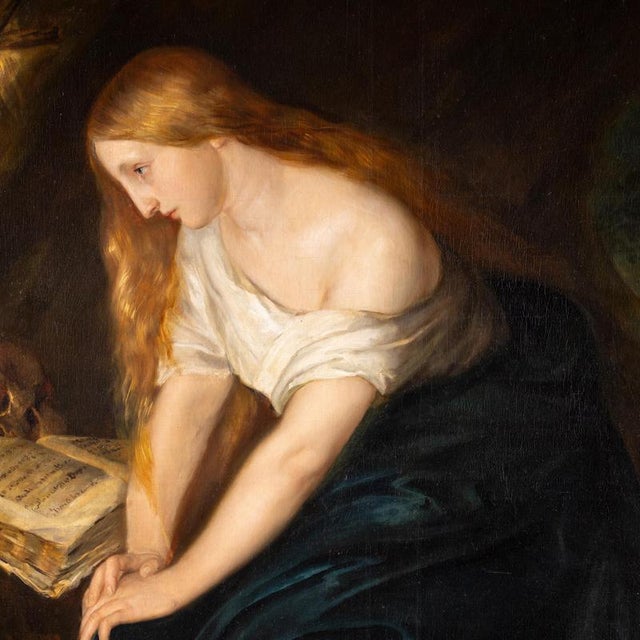 L. Louckx after van Dyck, Penitent Mary Magdalene, 1863, Oil Painting For Sale - Image 6 of 6