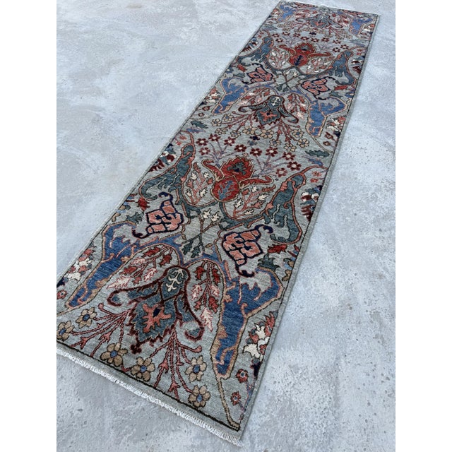 2000 - 2009 Persian Bidjar Design Hand Knotted Palmette Runner Rug, 02'10 X 10'03 For Sale - Image 5 of 10