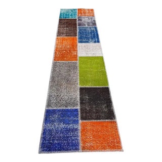 1960s Floral Handkotted Wool Runner For Sale