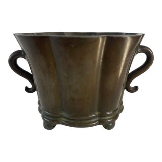 1920's Danish Art Deco Patinated Disko Metal Vase D19 by Just Andersen For Sale