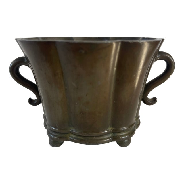 1920's Danish Art Deco Patinated Disko Metal Vase D19 by Just Andersen For Sale