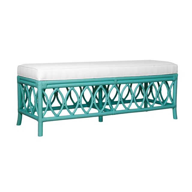 Not Yet Made - Made To Order Lillian Bench - Turquoise For Sale - Image 5 of 8