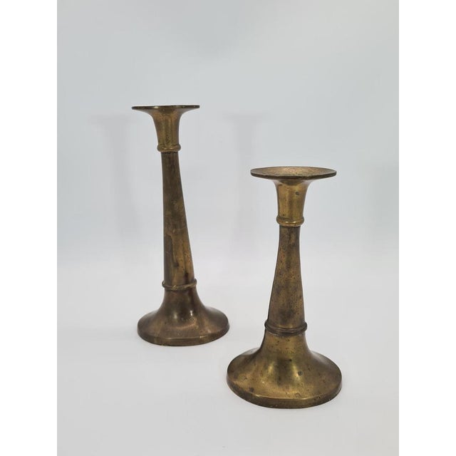 Modern Brass Candlesticks, 1930s, Set of 2 For Sale - Image 3 of 9