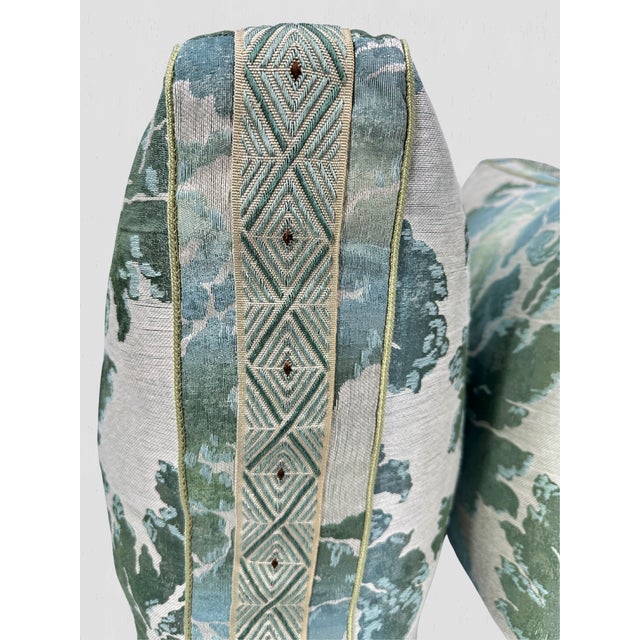 Aqua Colefax & Fowler Lucuis Box Pillows- a Pair For Sale - Image 8 of 10