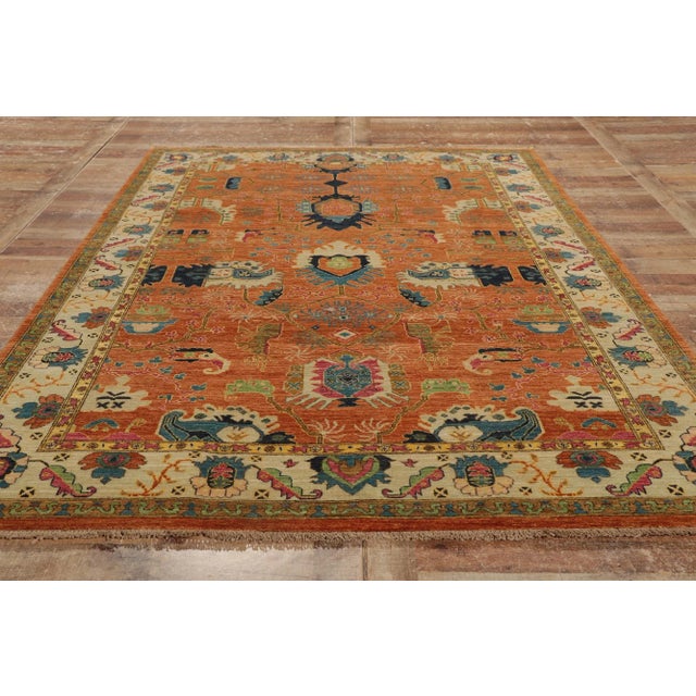 Textile Orange Oushak Rug - 06'01 X 09'03 For Sale - Image 7 of 10