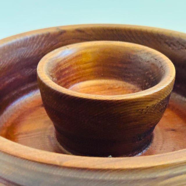 Mid 20th Century Large Mid Century Wood Chip and Dip Serving Bowl For Sale - Image 5 of 10