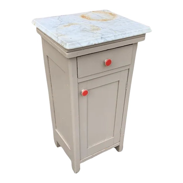 Vintage German Marble Top Nightstand or End Table For Sale