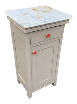 Vintage German Marble Top Nightstand or End Table