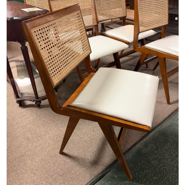 Carlo Hauner Brazilian Mid-Century Set of Six Chairs in Hardwood Faux Leather For Sale - Image 4 of 4