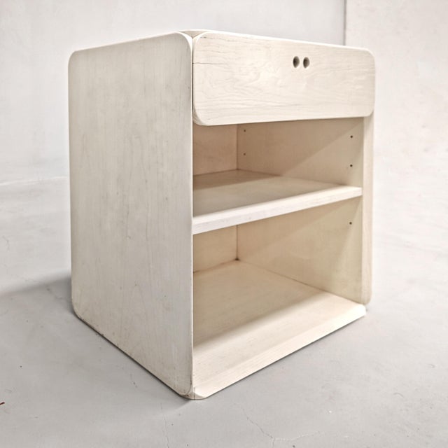 White Bedside Table by Derk Jan De Vries for Maisa, 1970s, in Very Good conditions. Designed 1970 to 1979 This piece is...
