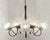 1960s Japanese Wood and Brass 5-Light Tulip Chandelier With Original Textured-Glass Shades For Sale - Image 4 of 12