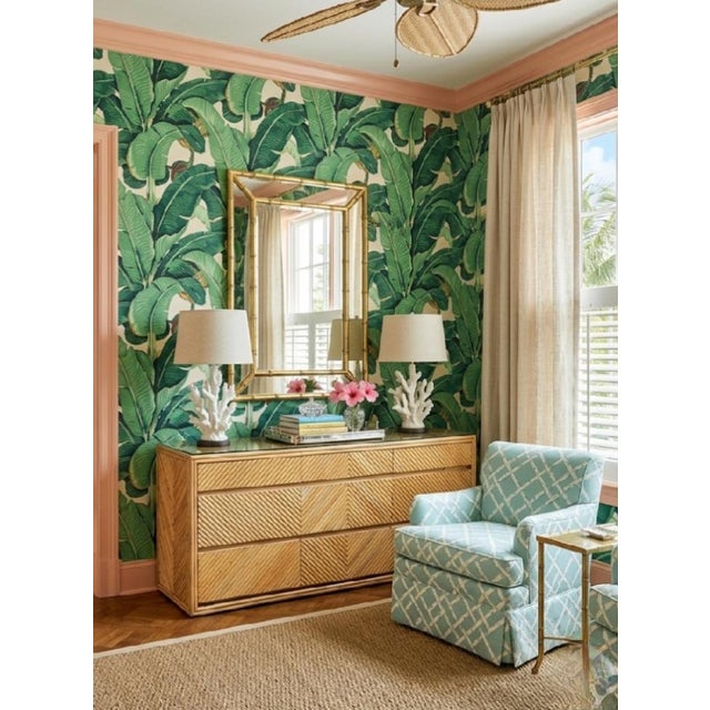 Vintage 9 Drawer Bamboo Chevron Designed Pencil Reed Mid Century Coastal Dresser For Sale - Image 13 of 13