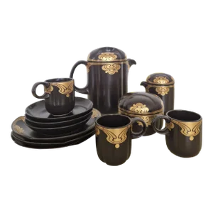 Vintage 1970s German Rosenthal Porcelain Mocha/Expresso Coffee Set for 3, Studio Line "Bodil" Designed by Björn Wiinblad, Limited Edition- 12 Pieces
