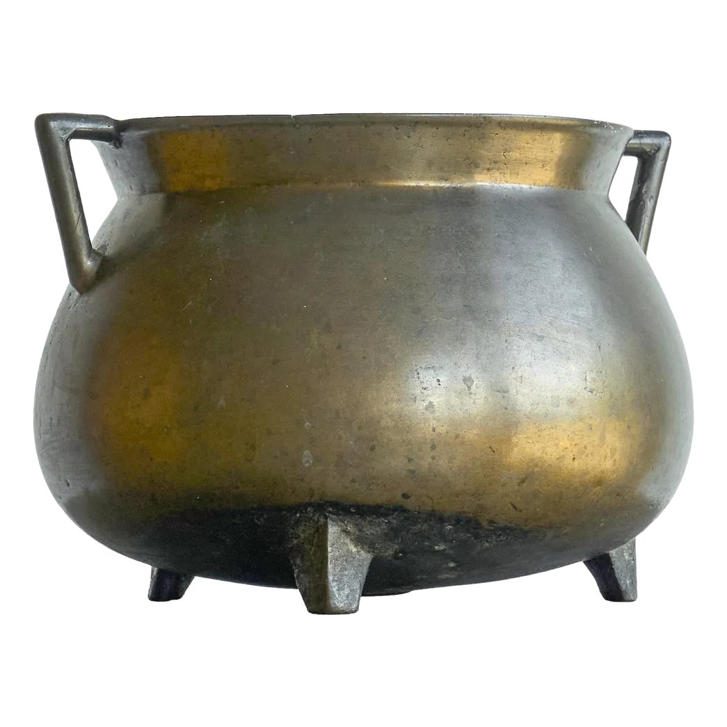 Large Antique Cauldron in Bronze | Chairish