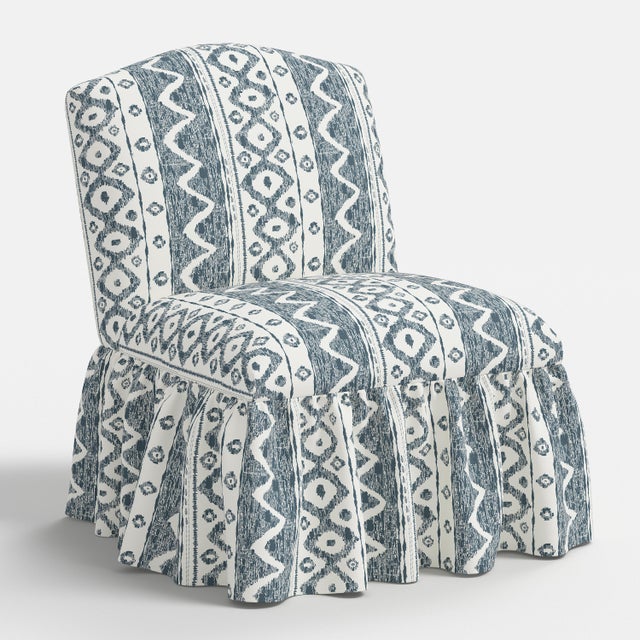 Textile Ashburn Ruffle Slipper Chair in Linny Ikat Slate For Sale - Image 7 of 7