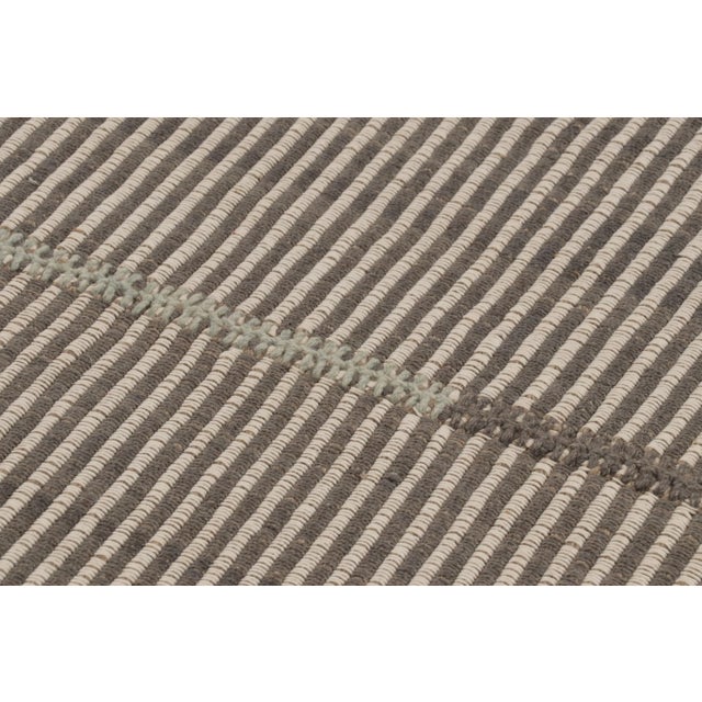 Rug & Kilim's Accent Kilim, Gray and White Textural Stripes With Beige Accents For Sale In New York - Image 6 of 8