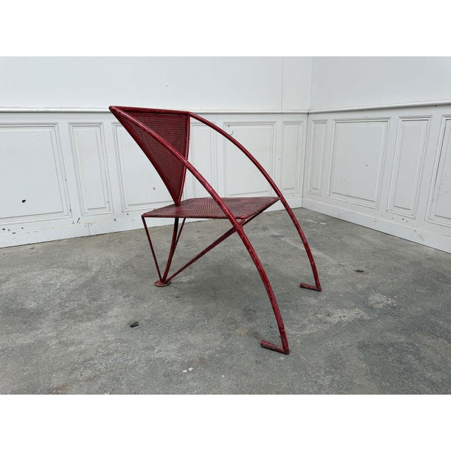 Red Metal Lounge Chair, 1950s For Sale - Image 3 of 9