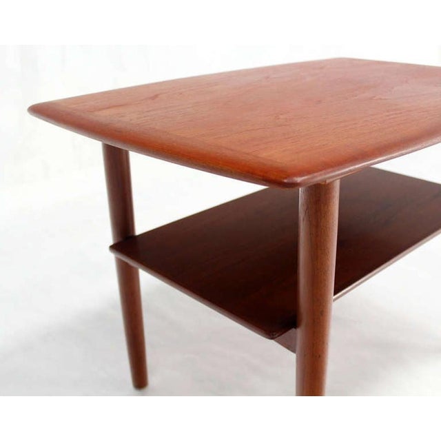 Povl Dinesen Pair Danish Modern Teak End Side Tables Stands Solid Tapered Dowel legs 1 Shelf MINT!