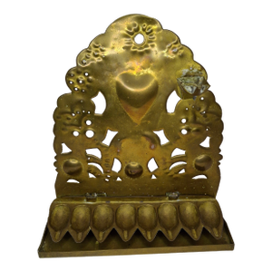 Rare 18thC Dutch Brass Hanukkah Menorah Heart Repoussé Holland 1892 Provenance