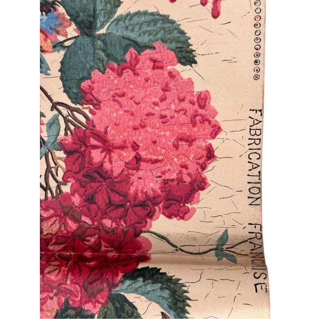 1920s Chateau-Discovered Antique French Paul Dumas Floral Wallpaper Panel - 29"x30" For Sale - Image 4 of 9