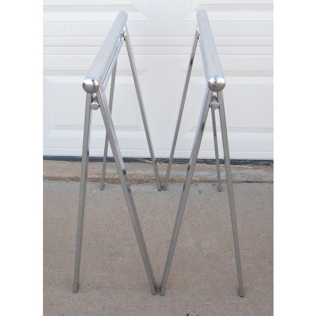 Mid 20th Century Chrome and Glass Sawhorse Desk For Sale - Image 9 of 18