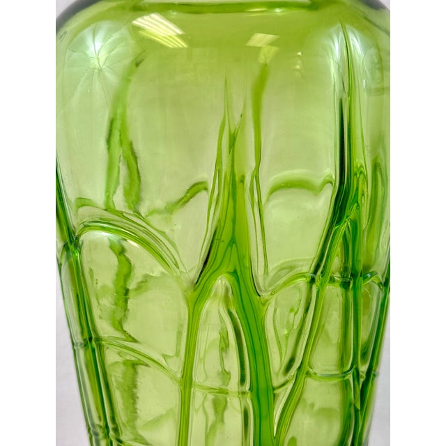 Hand Blown Green Applied Glass Vase W/ Label by Margie’s Garden For Sale In Los Angeles - Image 6 of 7