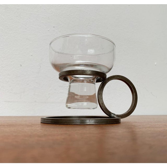 Danish Minimalist Candleholder in Metal and Glass, 1960s For Sale - Image 11 of 15