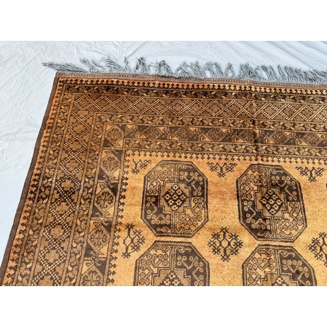 Terracotta Design Camel Turkmen Bokhara Hand-Knotted Wool Rug - 6'7" X 9'7" For Sale - Image 10 of 12