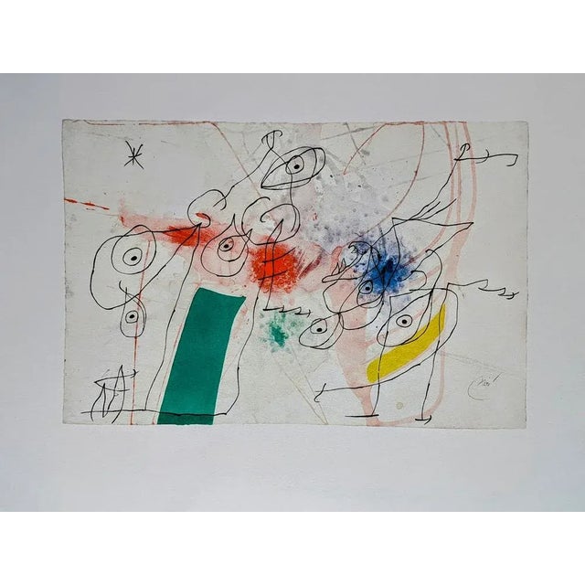 Modern Joan Miro, Woman and Bird in The Night, Lithograph, 1975 For Sale - Image 3 of 3