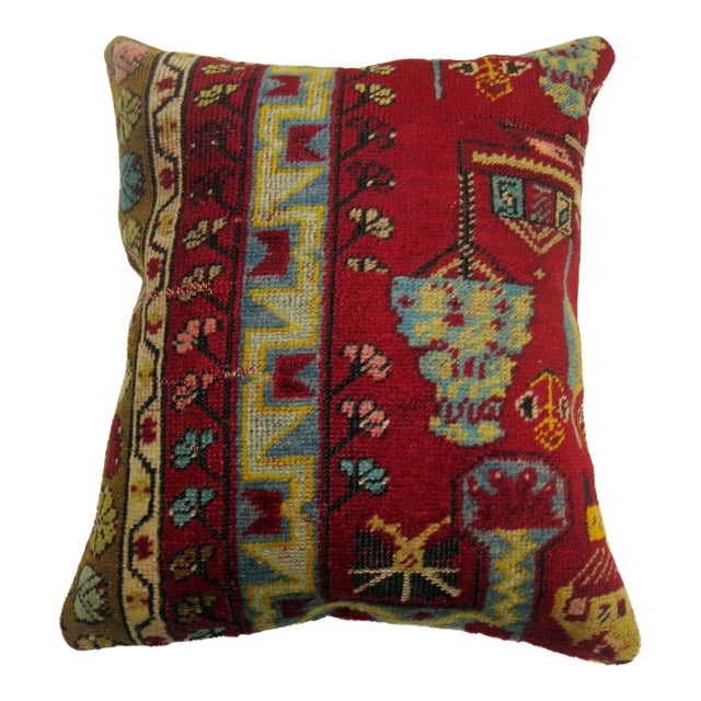 Red Antique Turkish Rug Pillow For Sale