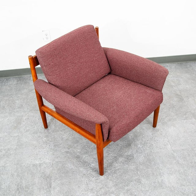 1960s Mid Century Danish Modern Lounge Chairs Set Grete Jalk France Sons Purple Teak For Sale - Image 10 of 12