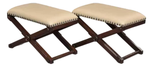 Early 20th Century French Stools or Benches With New Leather - Pair